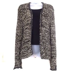 Black Cream and Gold Knit Open Cardigan